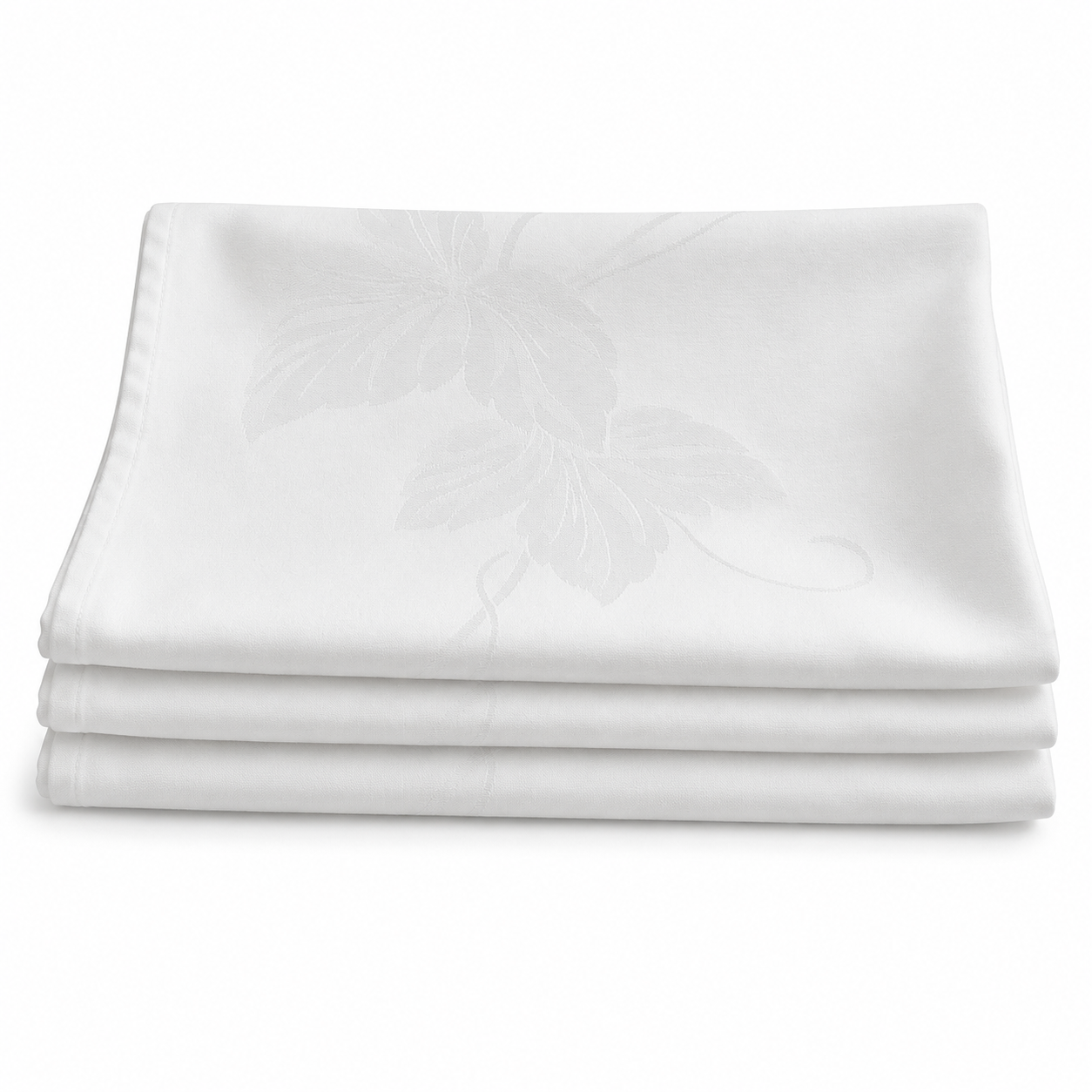 Serviette blanche polycoton à motif floral